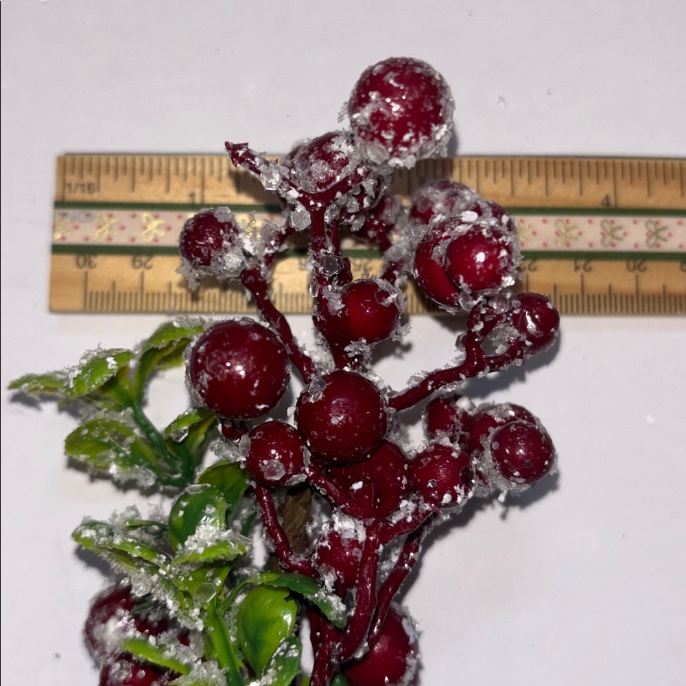 Snow Frosted Red Berry Stems Glitter Red Berries Eucalyptus Picks Set of 12 NWT - Picture 10 of 16